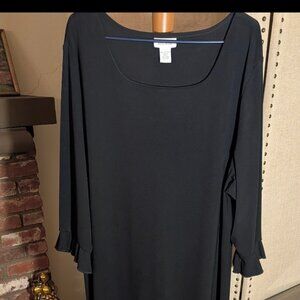 Avenue Black Ruffle Hem & Sleeve Dress